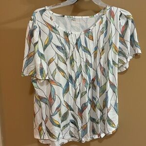 Multicolor Leaf Pattern Women's Blouse